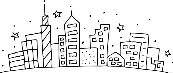 Раскраска городской пейзаж для детей