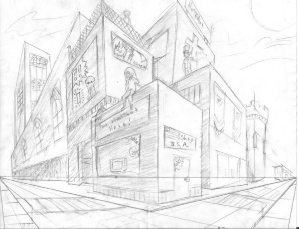 Здания для рисования карандашом