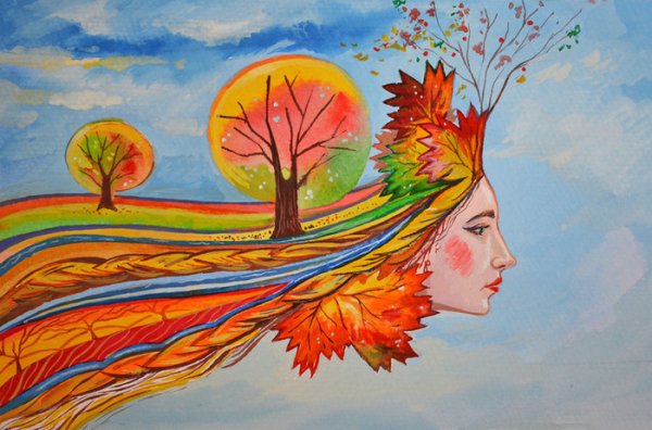 Прощай осень рисование