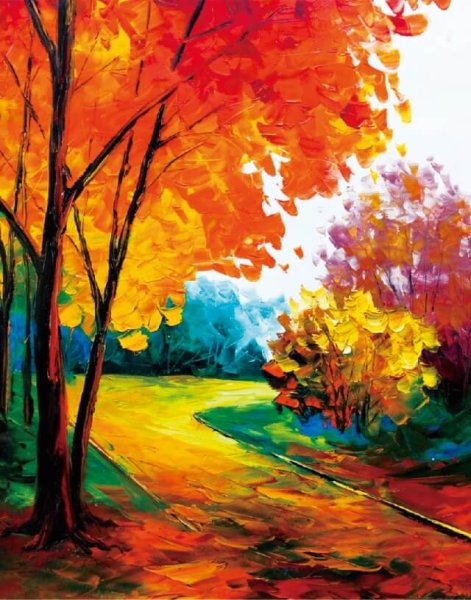 Осень гуашью