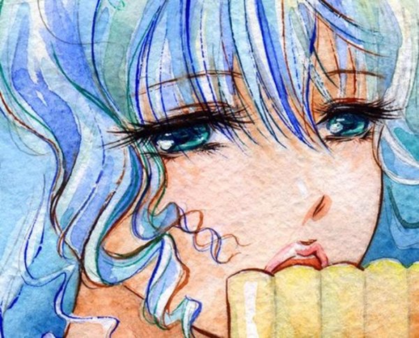 Аниме цветными карандашами