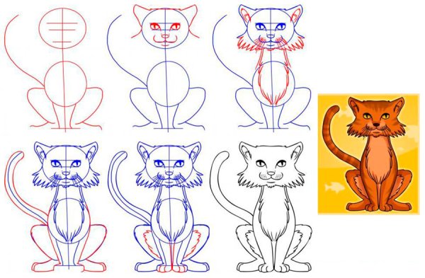 Как нарисовать кота поэтапно