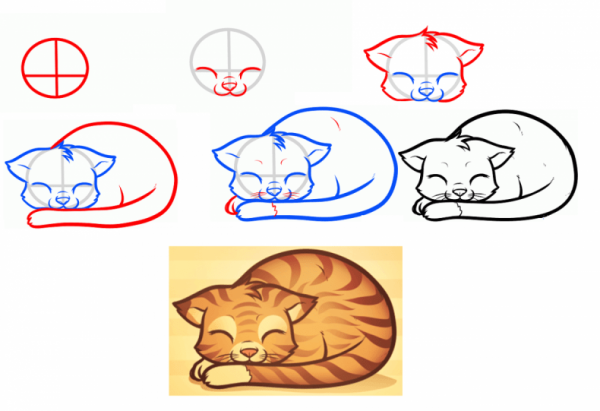 Как нарисовать кота поэтапно