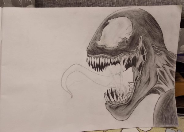 Веном рисунок карандашом для срисовки без языка