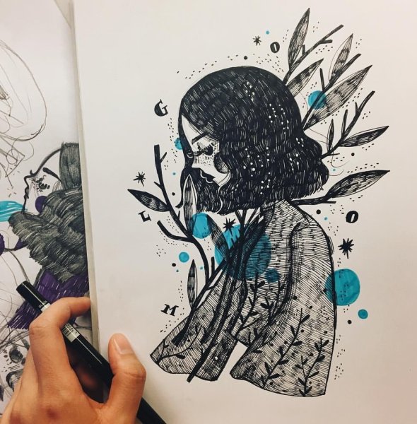 Необычные рисунки в скетчбуке