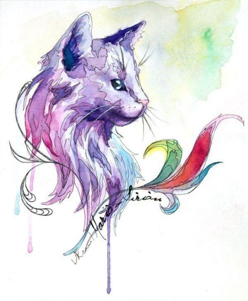 Сказочные животные акварелью