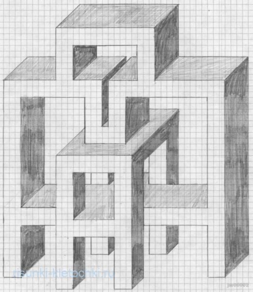 Объемные фигуры по клеточкам