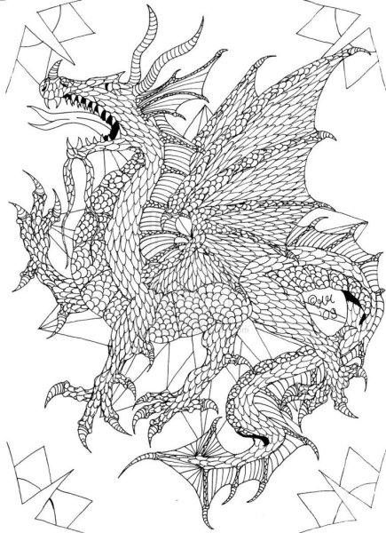 Раскраска антистресс дракон