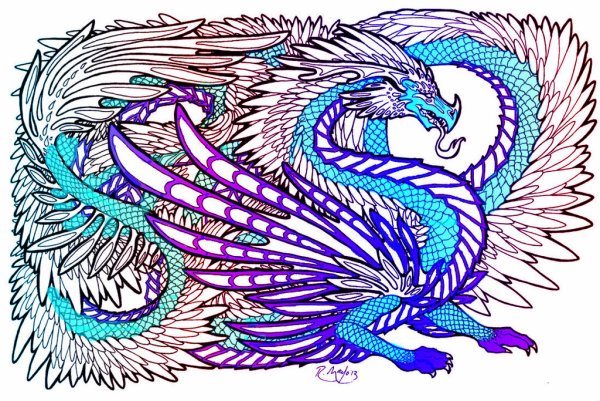 Раскраски драконы сложные