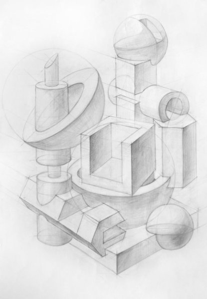 Архитектурная композиция из геометрических фигур