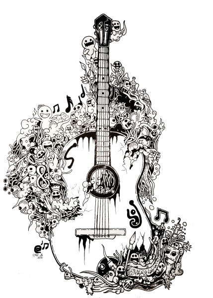 Тату гитара эскиз
