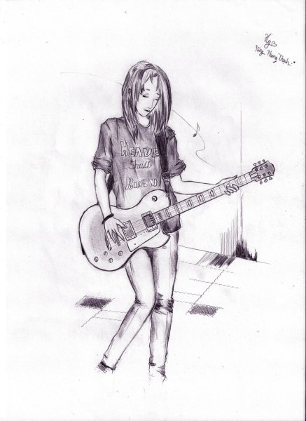 Набросок человека с гитарой