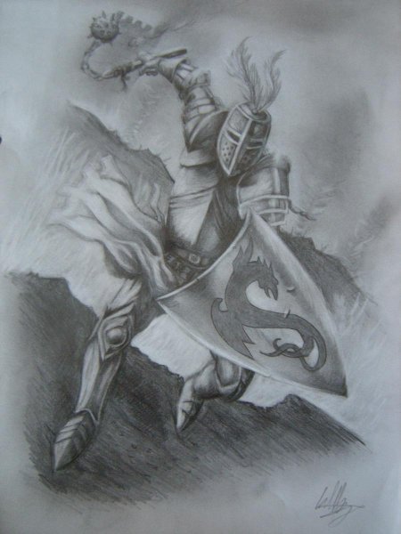 Набросок рыцарь с щитом