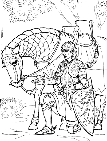 Рыцарь на коне раскраска