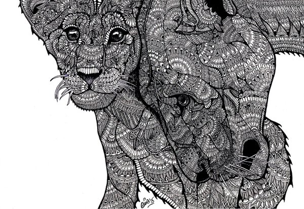 Леопард раскраска сложная