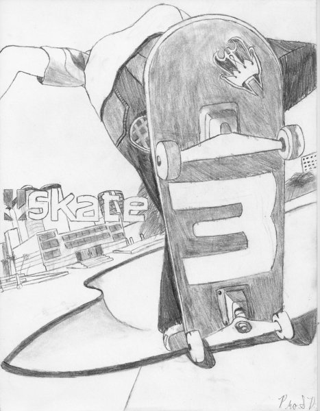 Скейт карандашом