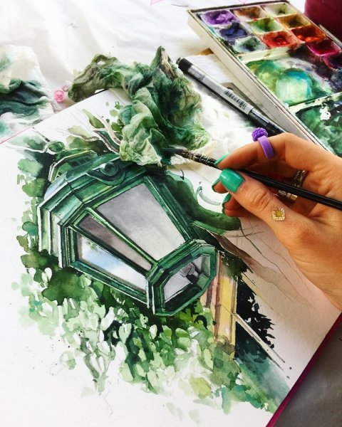 Красивые скетчи акварелью