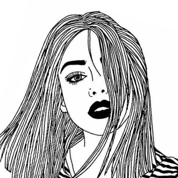 Черно белые рисунки девушек карандашом для срисовки