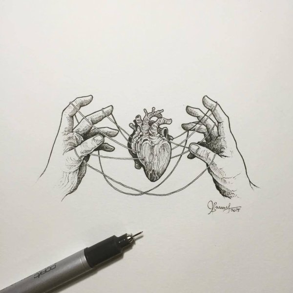 Сердце чёрной ручкой