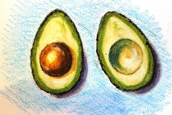Авокадо цветными карандашами