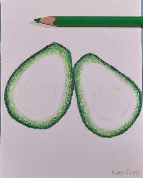 Авокадо цветными карандашами