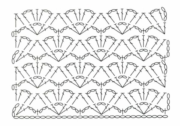 Узор крючком для палантина ажурный