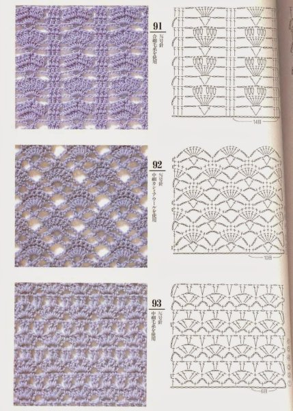 Ажурные узоры крючком со схемами простые
