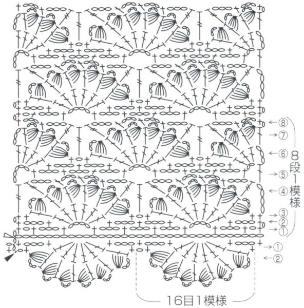 Вязание крючком веерочки схемы