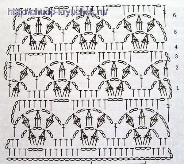 Фантазийный узор крючком схемы