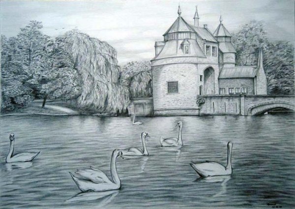 Красивые пейзажи карандашом