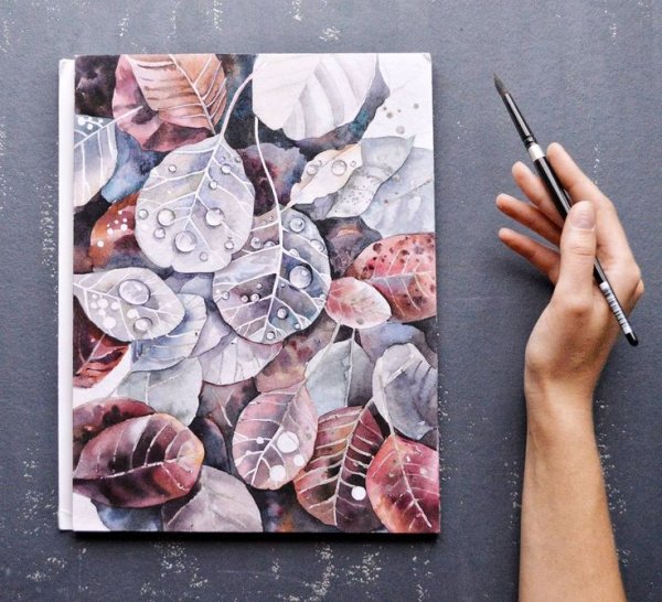 Цветы линером и акварелью