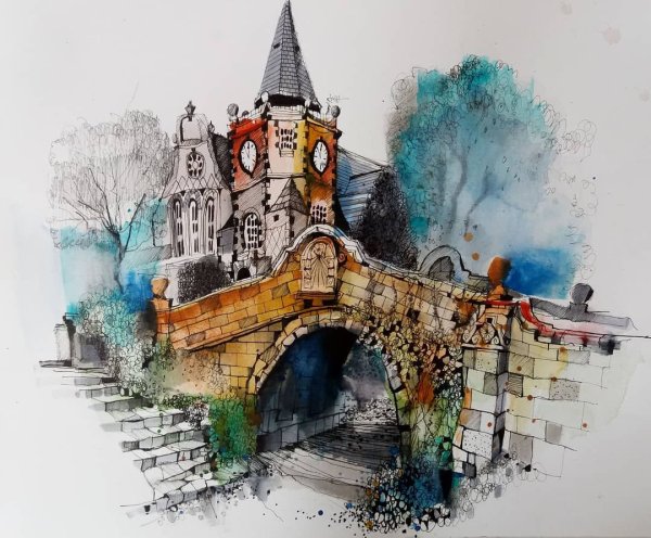 Скетчинг живопись акварель