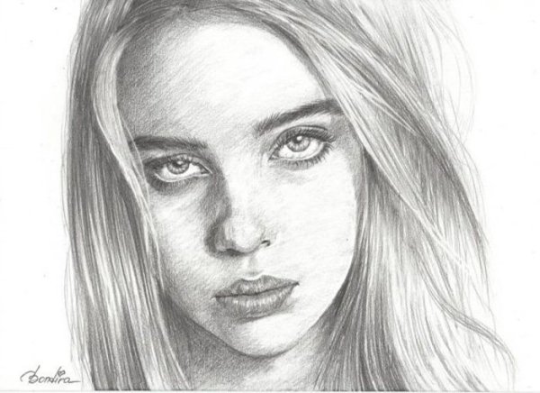 Лицо эскиз карандашом