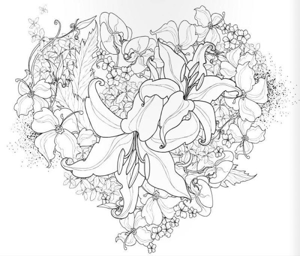 Разукрашки для взрослых цветы