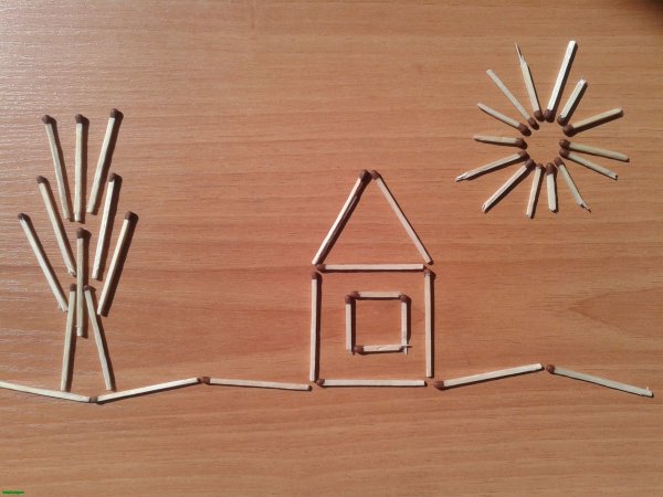 Аппликация из спичек объемная