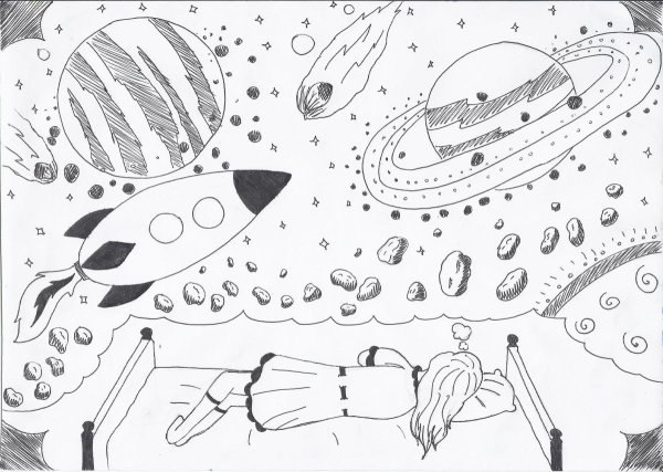 Рисунок на тему космос эскиз