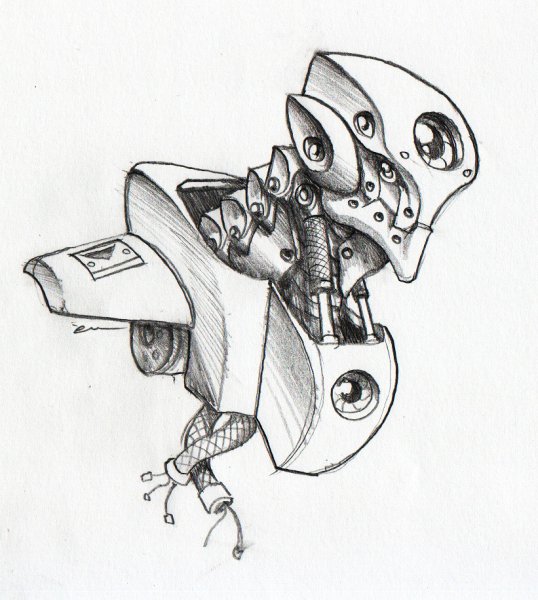 Робот девушка карандашом