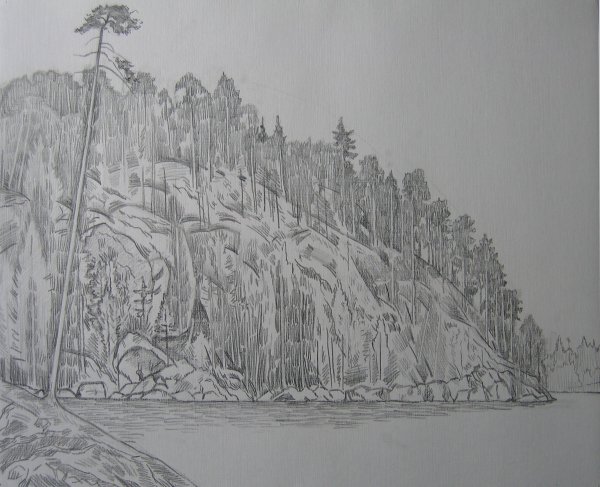 Пейзажи Сибири карандашом