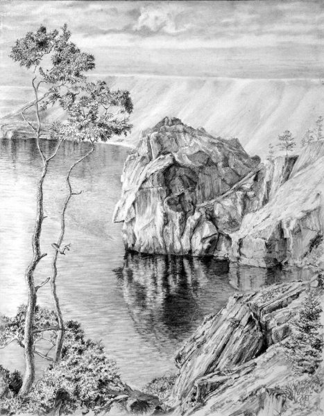 Пейзаж Графика карандаш