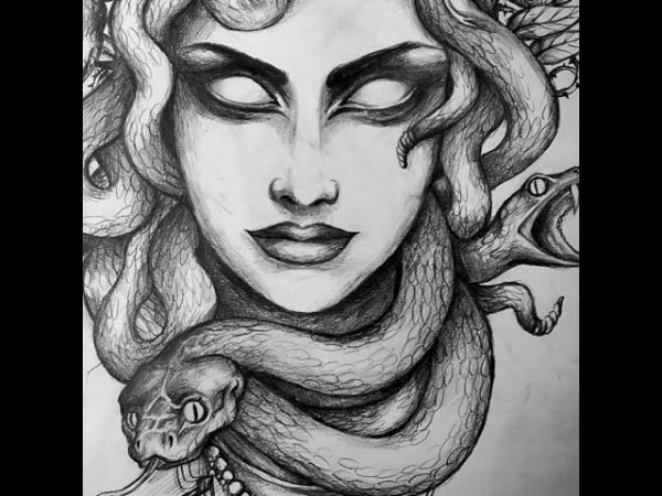 Медуза Горгона рисунок карандашом