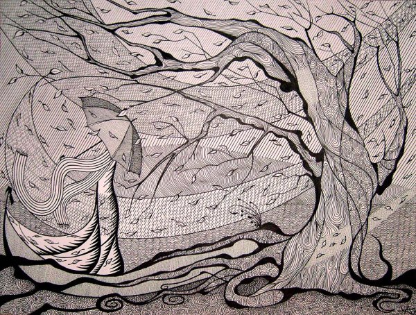 Стилизованный графический пейзаж