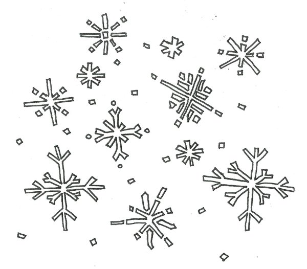 Снежинки карандашом