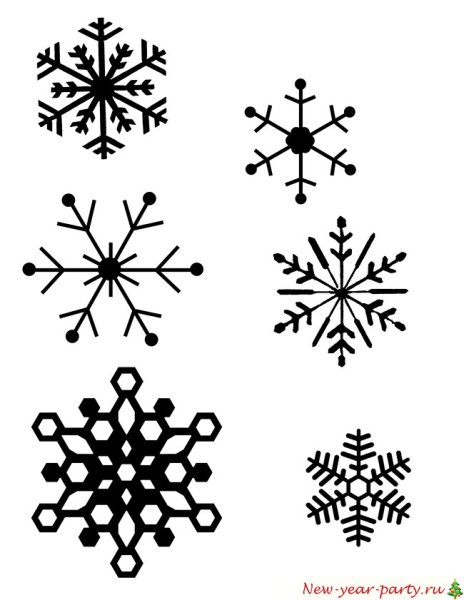 Снежинка трафарет для рисования