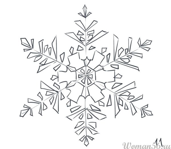 Красивая Снежинка рисунок карандашом