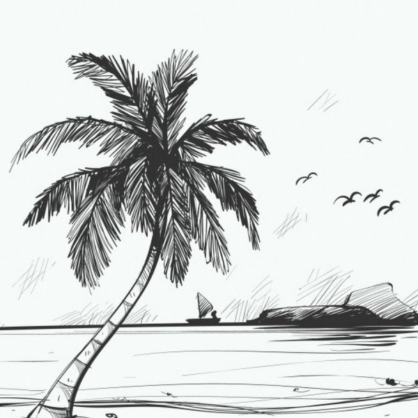 Пейзаж пляжа карандашом