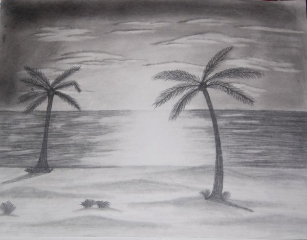 Пляж карандашом