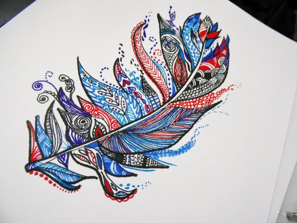 Перо павлина Зентангл