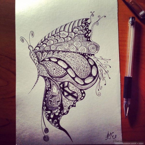 3д рисунки гелевой ручкой