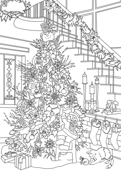 Новогодние раскраски для взрослых