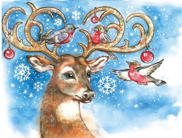 Новогодние открытки с оленями